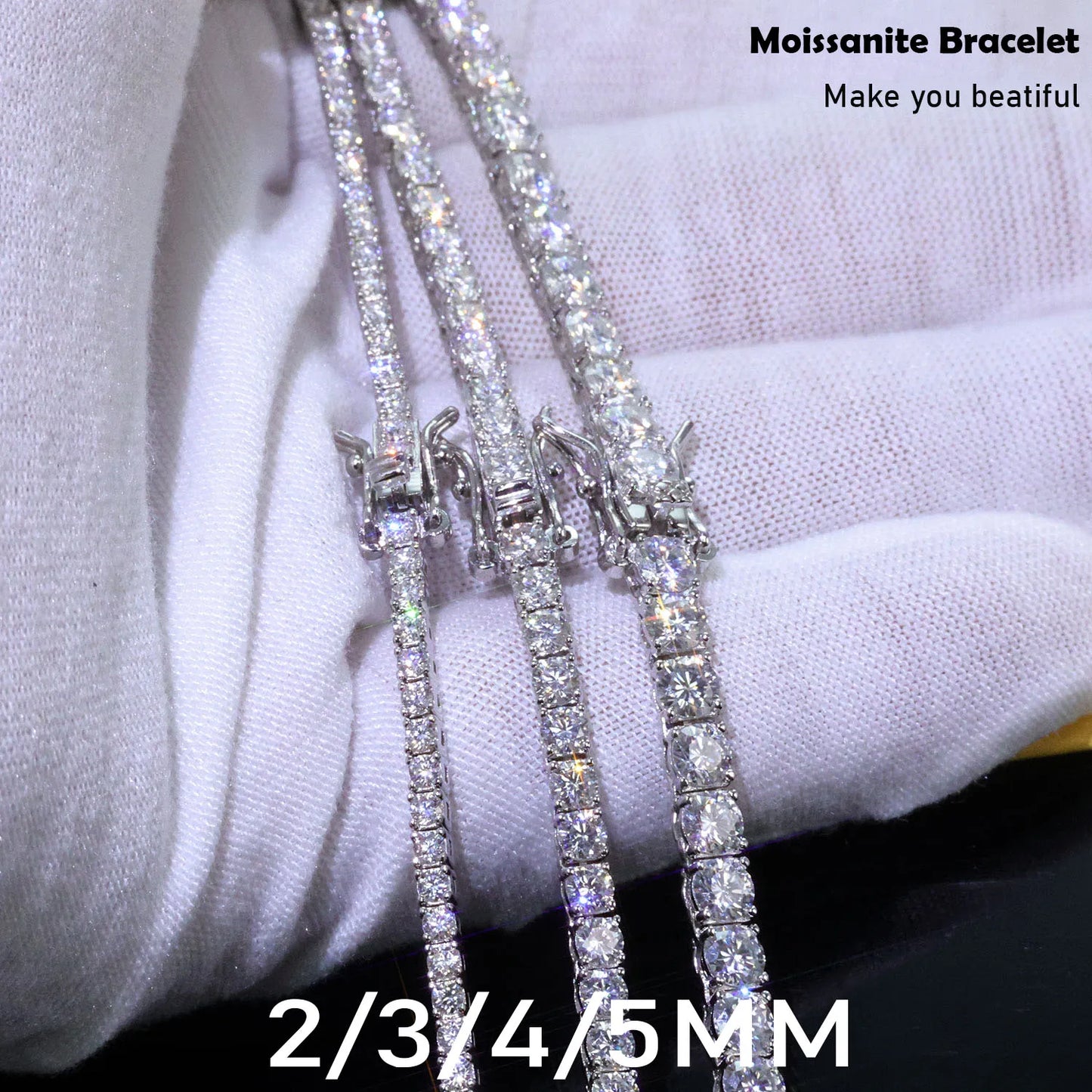 ICEBLING D VVS1 Moissanite Tennis Bracelet Original S925 Sterling Silver Plated 18K Gold with GRA Iced Bracelets for Women Man