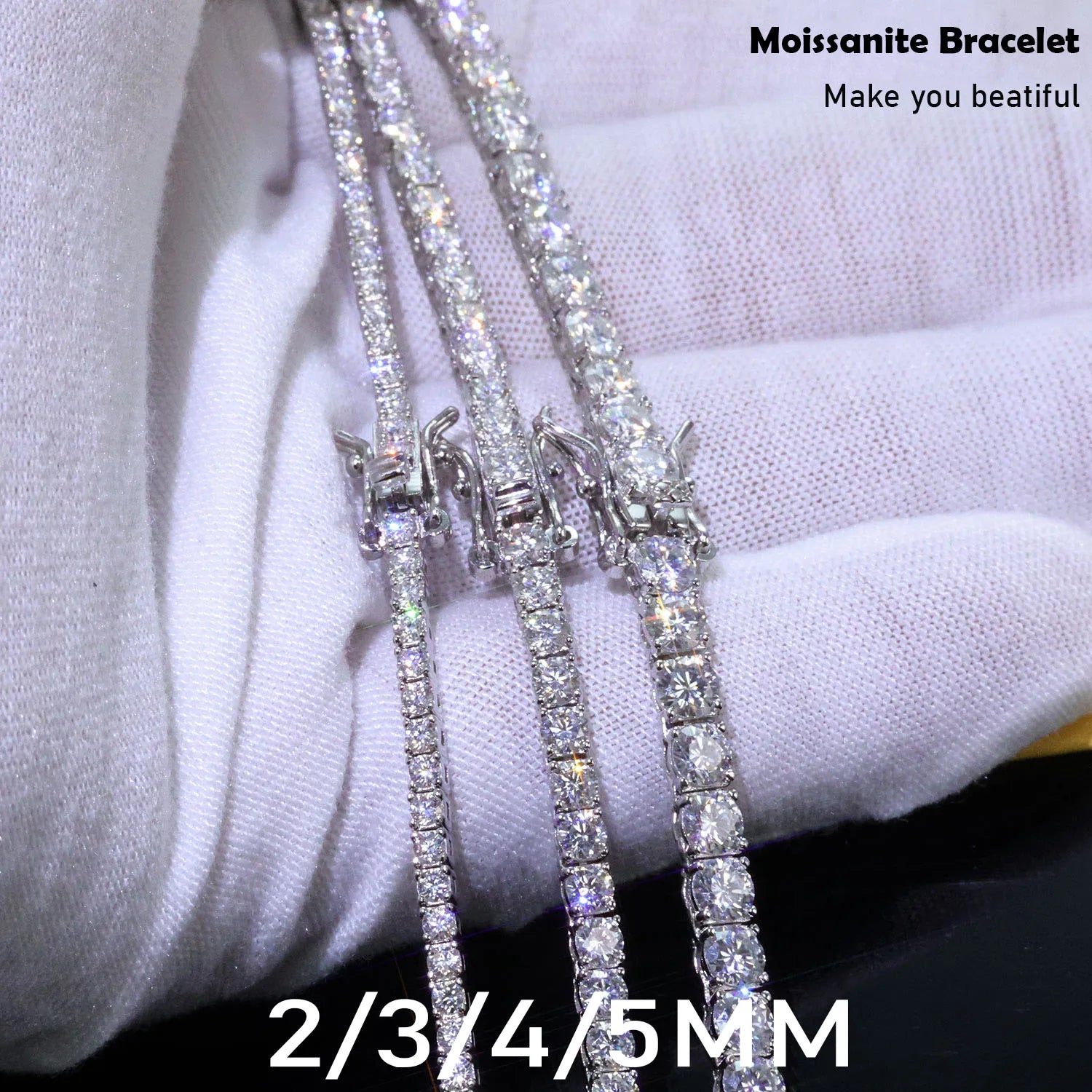 ICEBLING D VVS1 Moissanite Tennis Bracelet Original S925 Sterling Silver Plated 18K Gold with GRA Iced Bracelets for Women Man