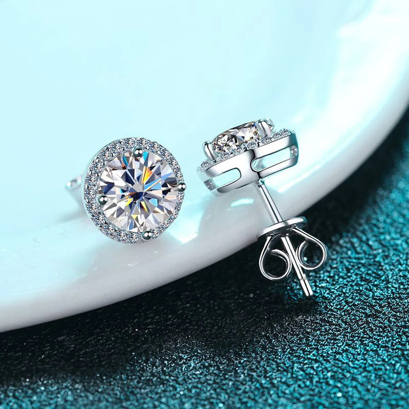 1Ct D Color Moissanite Earring for Women Wedding Fine Jewely with GRA 925 Sterling Sliver Plated 18K White Gold Earring