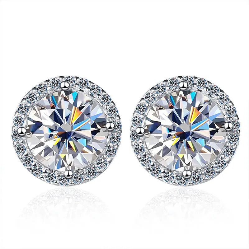 1Ct D Color Moissanite Earring for Women Wedding Fine Jewely with GRA 925 Sterling Sliver Plated 18K White Gold Earring