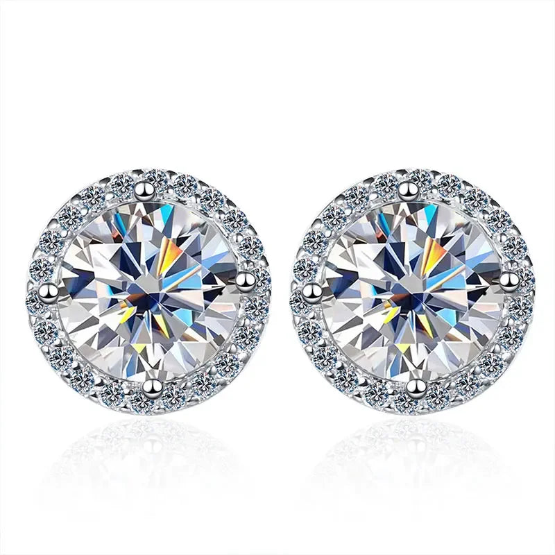 1Ct D Color Moissanite Earring for Women Wedding Fine Jewely with GRA 925 Sterling Sliver Plated 18K White Gold Earring