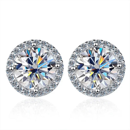 1Ct D Color Moissanite Earring for Women Wedding Fine Jewely with GRA 925 Sterling Sliver Plated 18K White Gold Earring