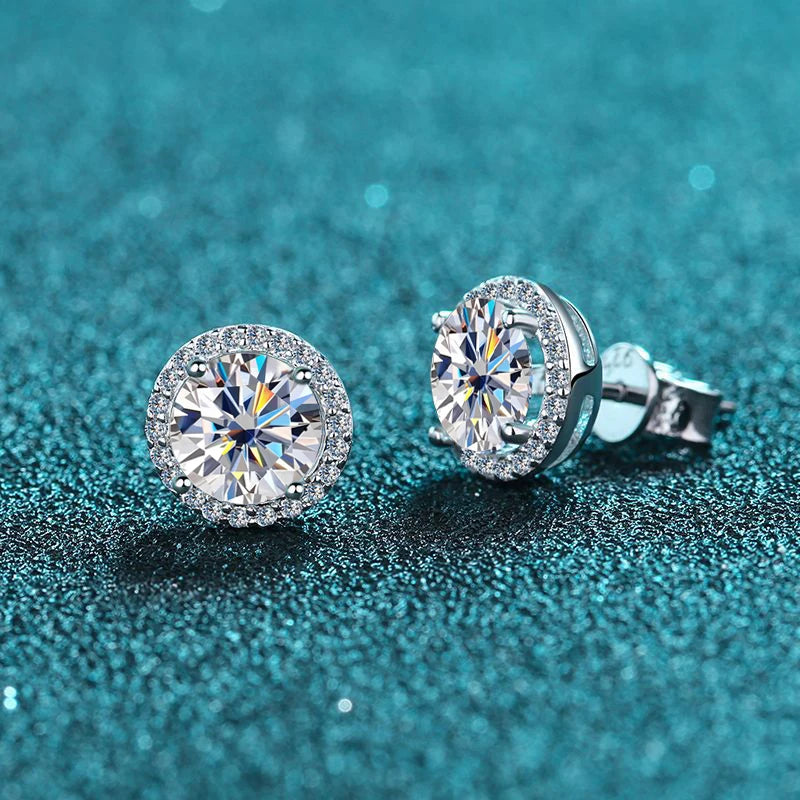 1Ct D Color Moissanite Earring for Women Wedding Fine Jewely with GRA 925 Sterling Sliver Plated 18K White Gold Earring