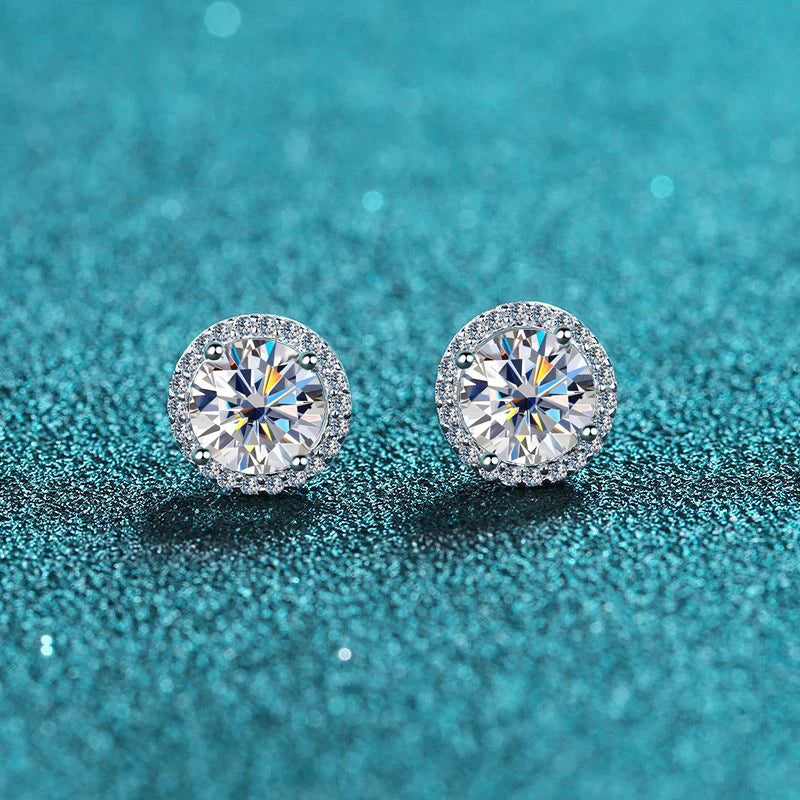 1Ct D Color Moissanite Earring for Women Wedding Fine Jewely with GRA 925 Sterling Sliver Plated 18K White Gold Earring