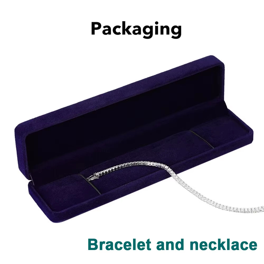 D Color Moissanite Tennis Necklace 925 Sterling Sliver Plated 18K Gold Necklace for Woman Man Hiphop Party Jewelry