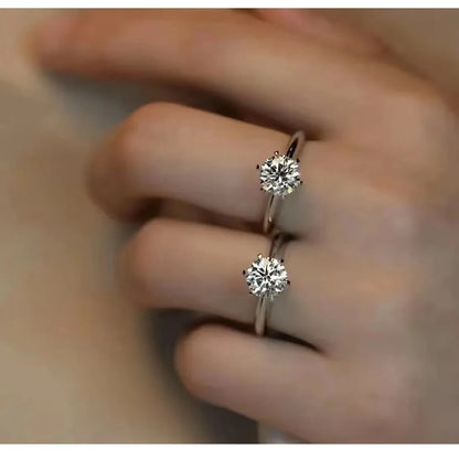 Solitaire Ring Real 925 Sterling Silver 1Ct Moissanite Cz Engagement Wedding Band Rings for Women Bridal Statement Party Jewelry