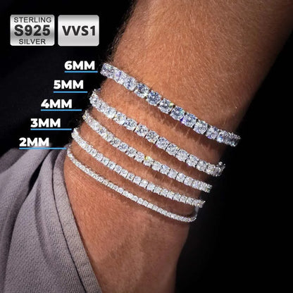 ICEBLING D VVS1 Moissanite Tennis Bracelet Original S925 Sterling Silver Plated 18K Gold with GRA Iced Bracelets for Women Man